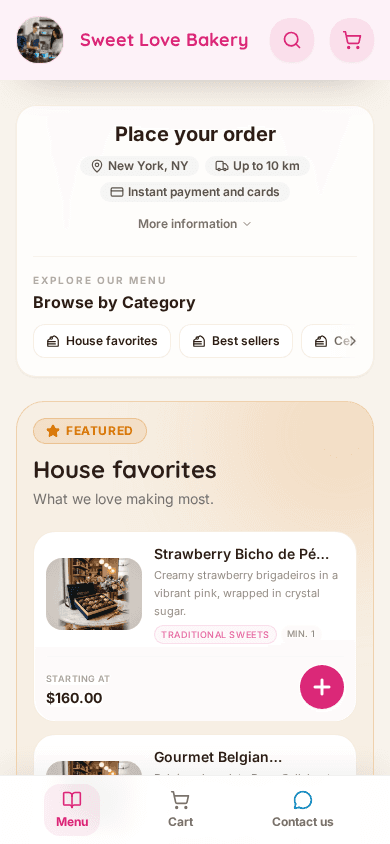 Bakerly online catalog on mobile