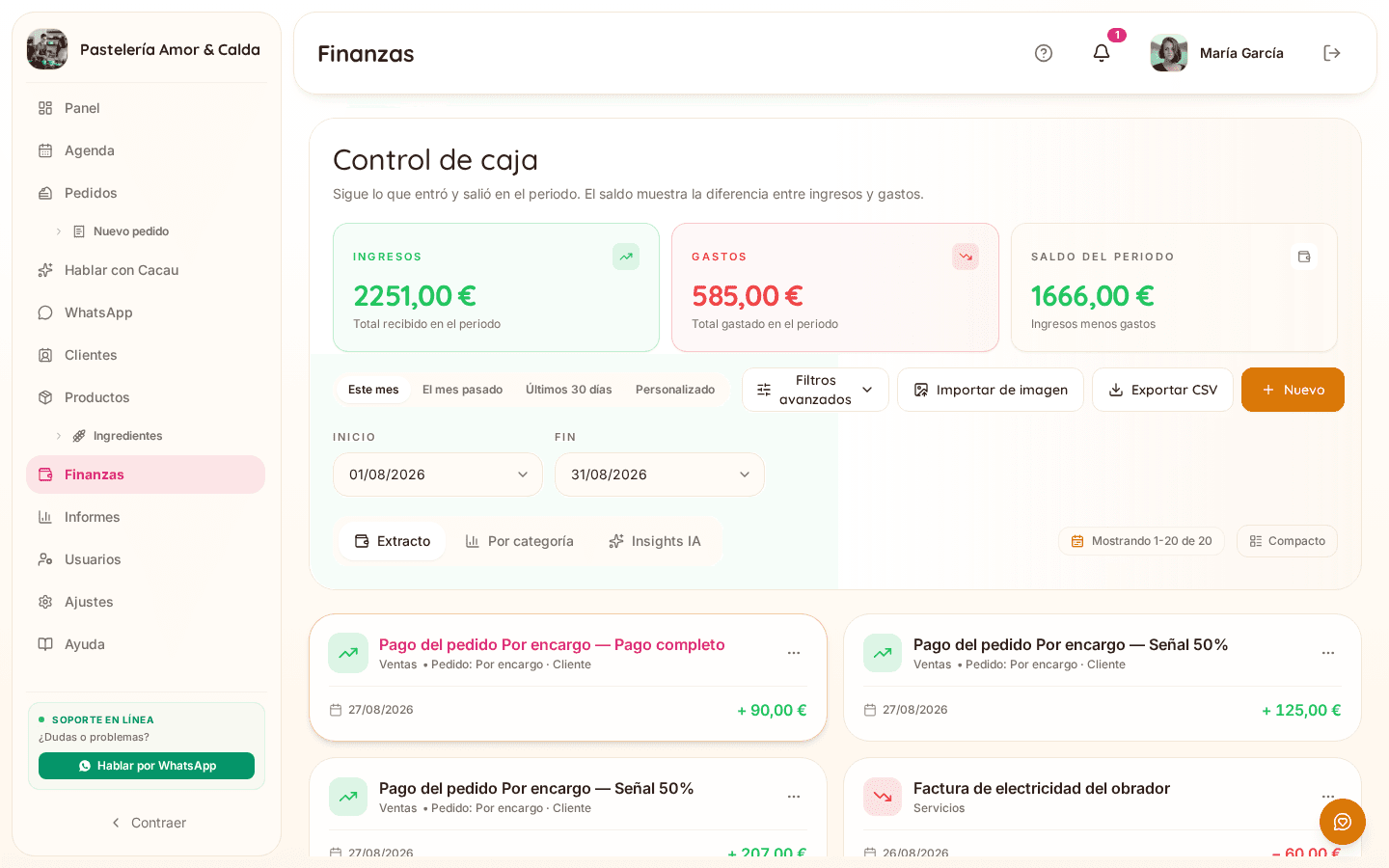 Finanzas e informes de Bakerly