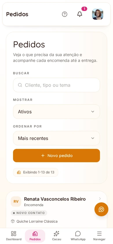 Bakery orders organized in Bakerly on mobile